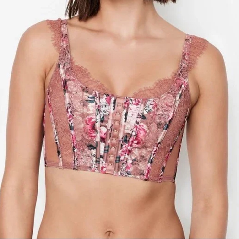 Victoria’s Secret Lace Corset Bra Top‎ in Vintage Rose Bloom size Medium